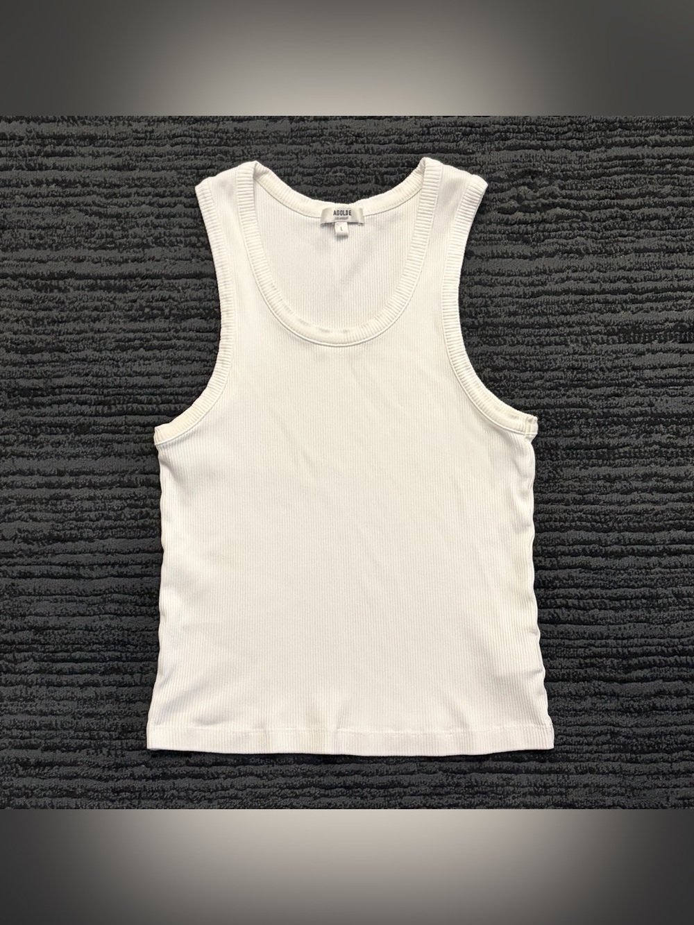 Agolde White Ribbed Tank Top - Scoop Neck